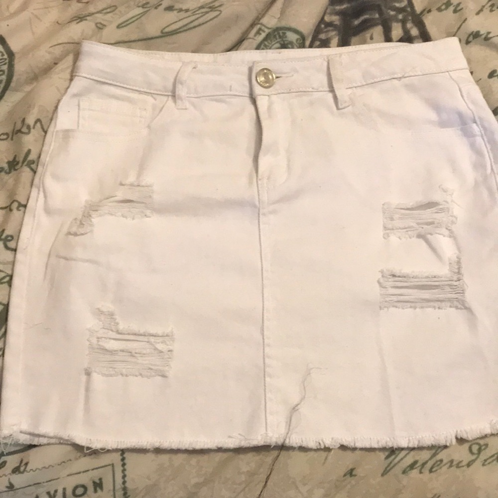 White Jean Skirt